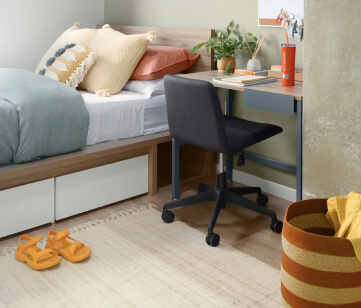 Student dorm FF&E in a room installed by University Furnishings | The Living Company | Garland, Texas